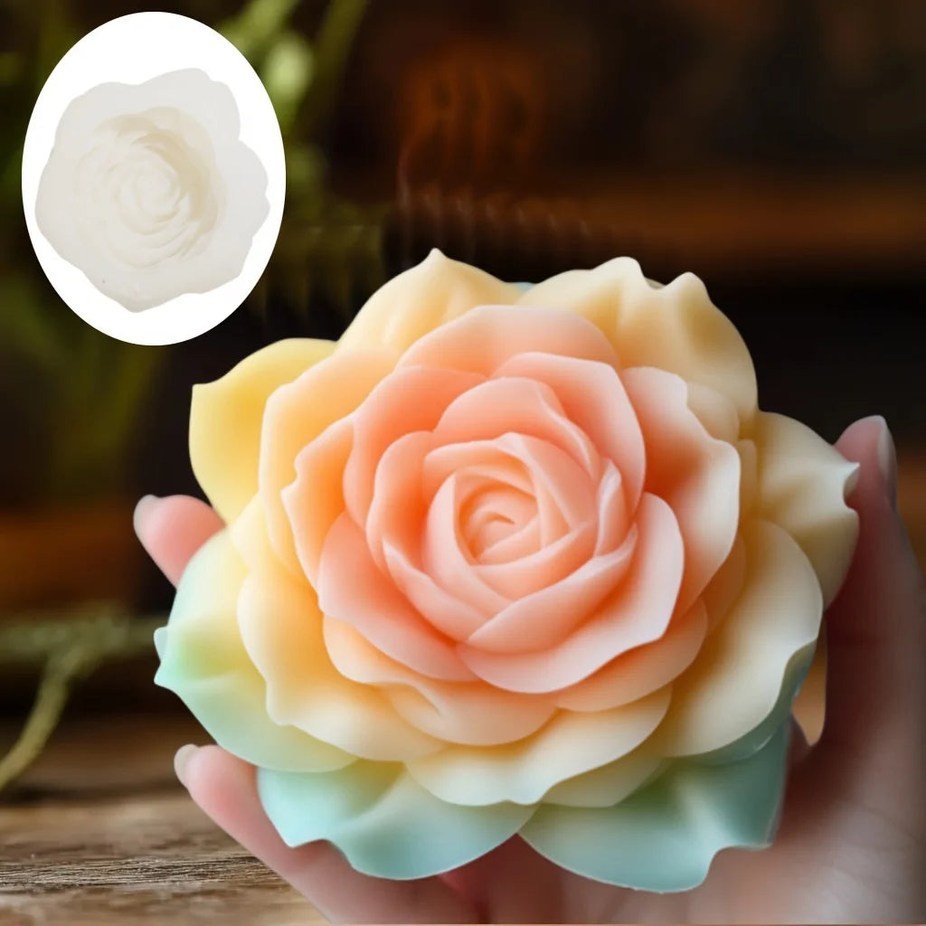 Große Pfingstrosenblütenkerzen-Silikonform 3D