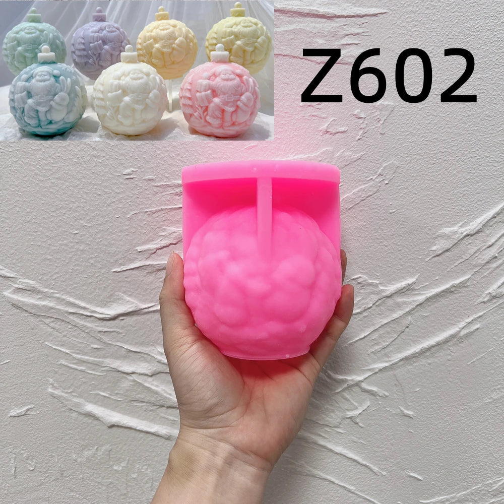 Stampo per candele in silicone a forma di palla, 5 modelli natalizi