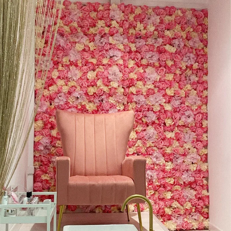 Pink Silk Rose Flower Wall Artificial Flower Backdrop Decor.