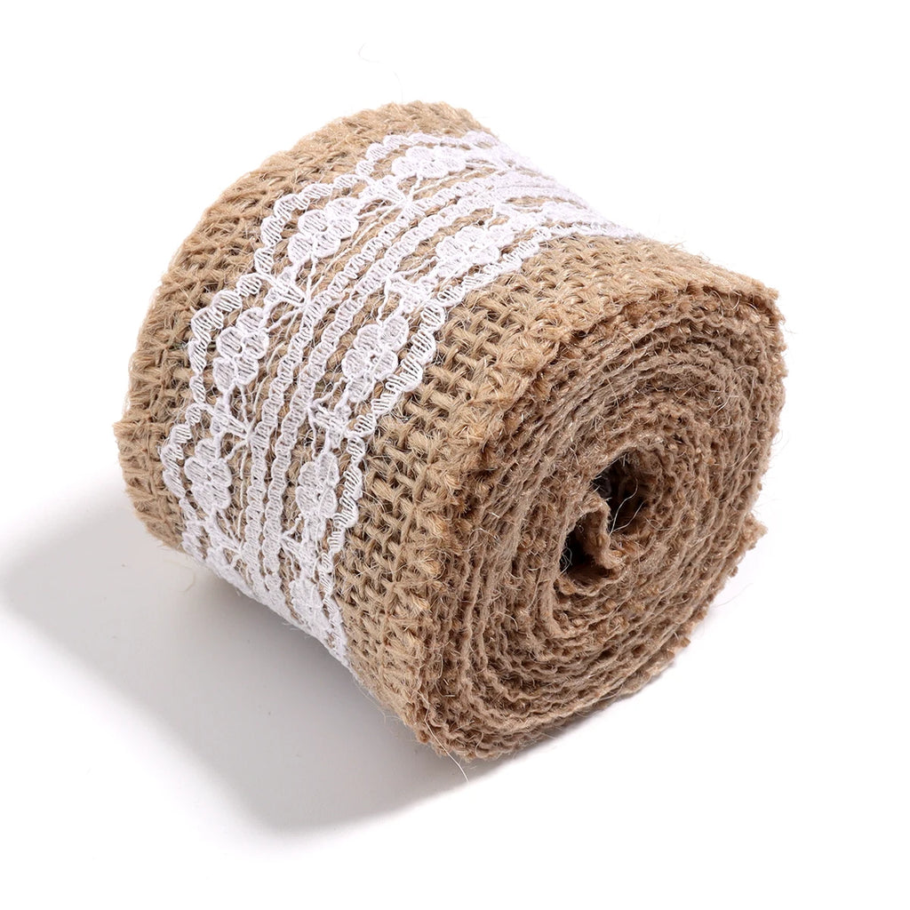 Natürliche Spitzenbänder aus Leinen und Jute, 2 Yards/Rolle.