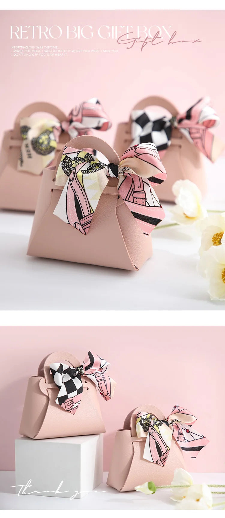Große Geschenktüte aus Leder mit Schal für Hochzeitsfeiern, 10-teilige Geschenkverpackung.