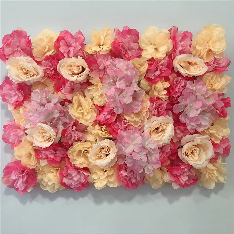 Pink Silk Rose Flower Wall Artificial Flower Backdrop Decor.