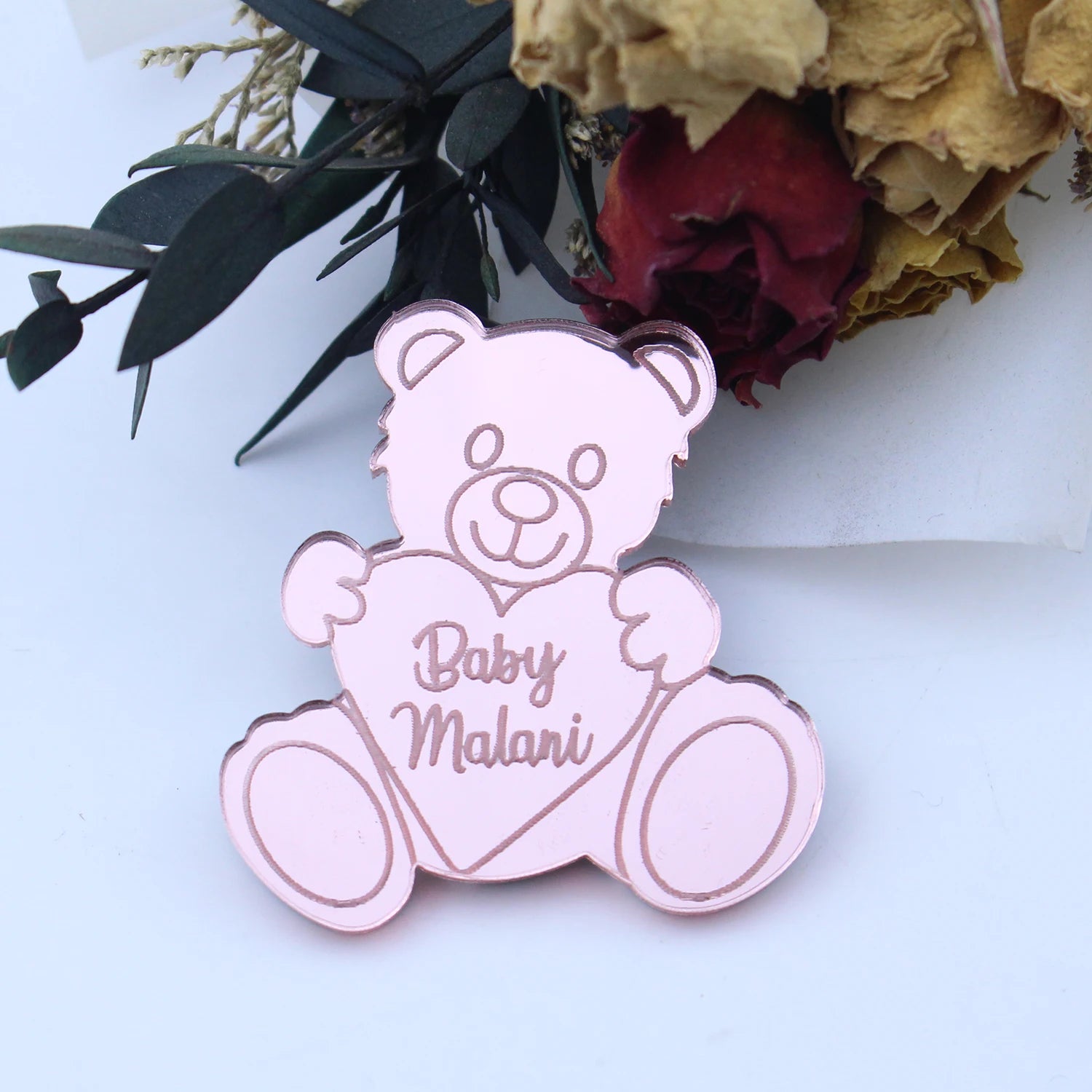 Personalized Engraved Gold Teddy Bear Tags.