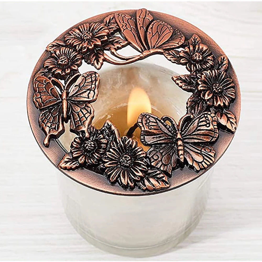 Kerze Antik Schmetterling Kerzenschirm Glas Deckel Topper Silber/Gold/Bronze