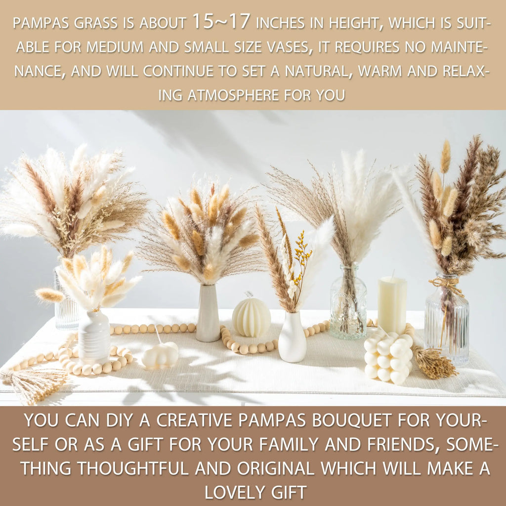 Fluffy Pampas Bunny Tail Grass Dried Artificial Flowers 120pcs