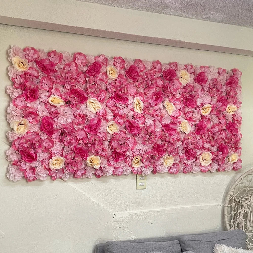 Pink Silk Rose Flower Wall Artificial Flower Backdrop Decor.