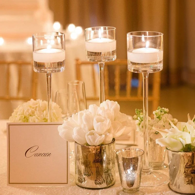Portable Glass Candle Holder Bar Cup Tea Light