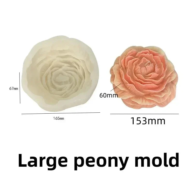 Große Pfingstrosenblütenkerzen-Silikonform 3D