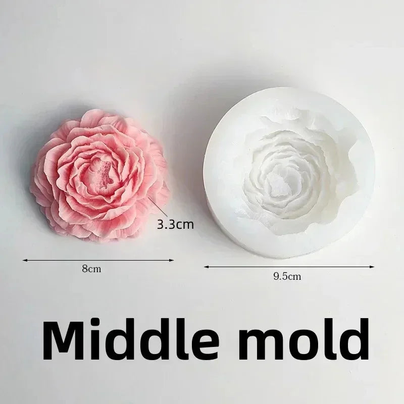 Große Pfingstrosenblütenkerzen-Silikonform 3D