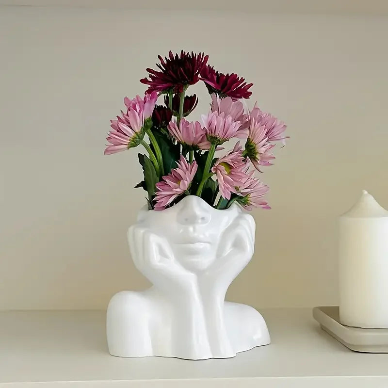 American Face Holding Vase Decoration Living Room Flower Table Decoration.