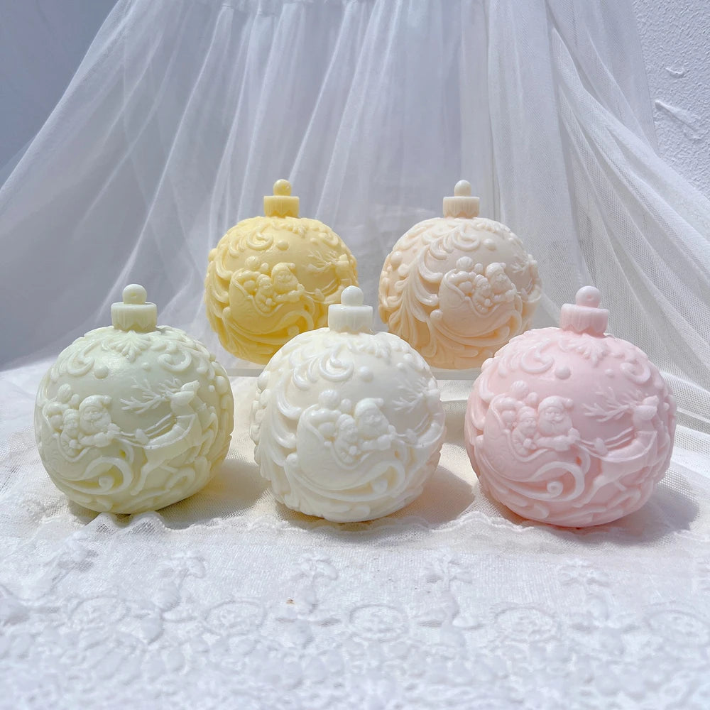 Stampo per candele in silicone a forma di palla, 5 modelli natalizi