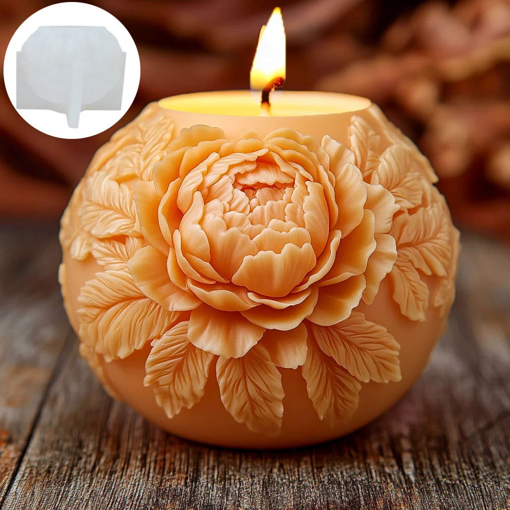 Große Pfingstrosenblumenkugel-Rosenkerzen-Silikonform