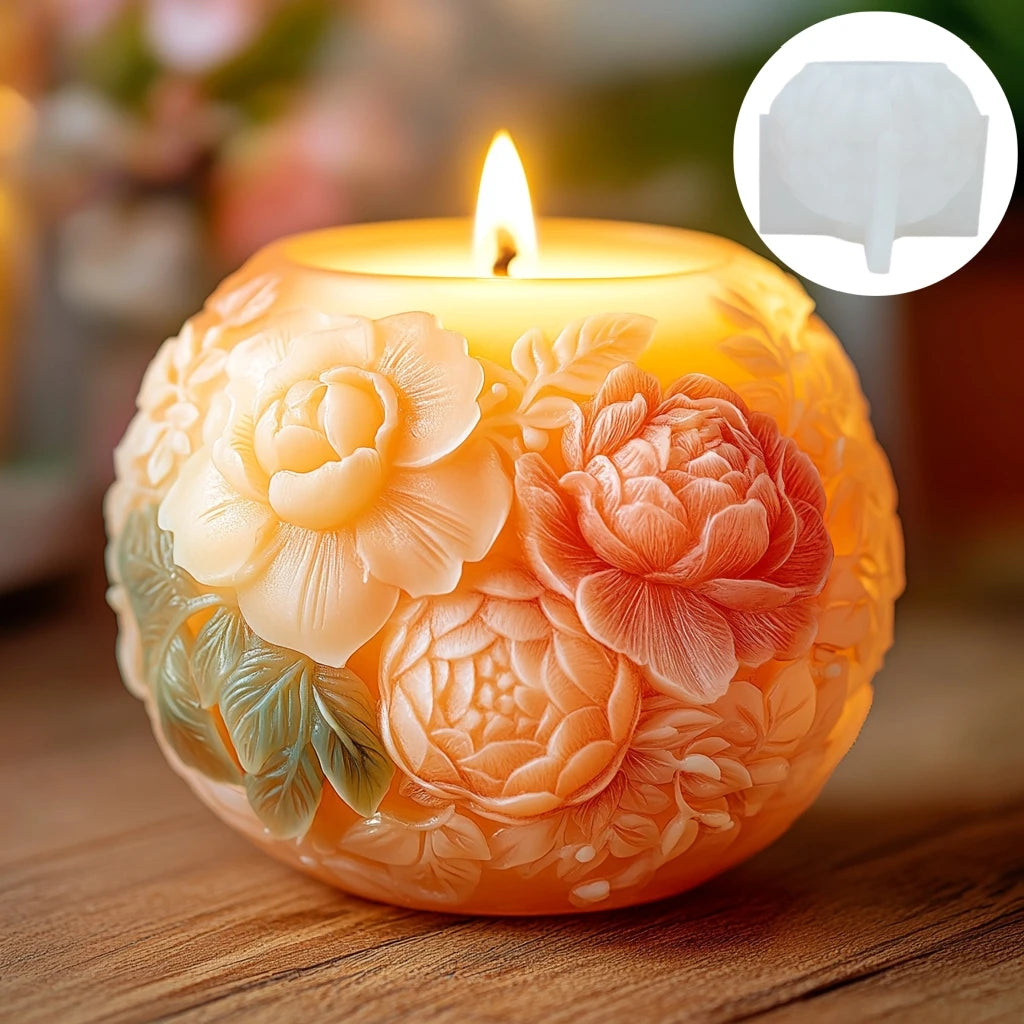 Große Pfingstrosenblumenkugel-Rosenkerzen-Silikonform