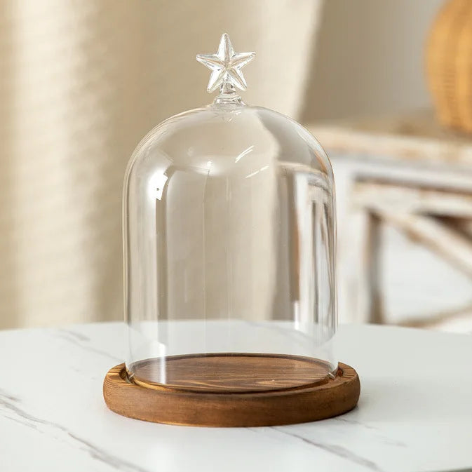 Kerzenhalter Glasdeckel Holzsockel Aromatherapie