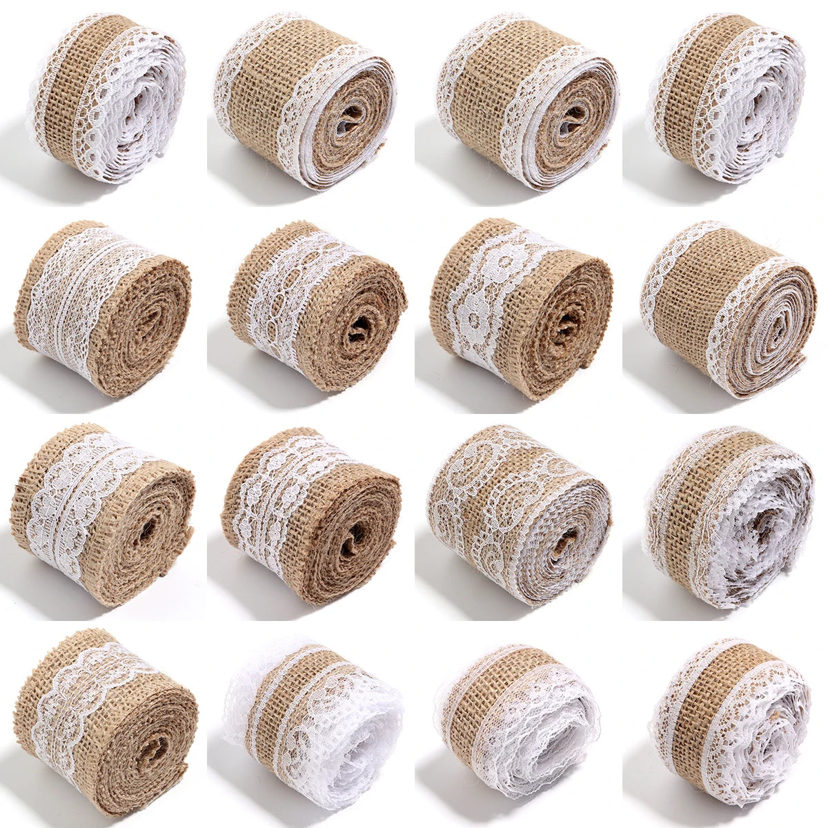 Natürliche Spitzenbänder aus Leinen und Jute, 2 Yards/Rolle.