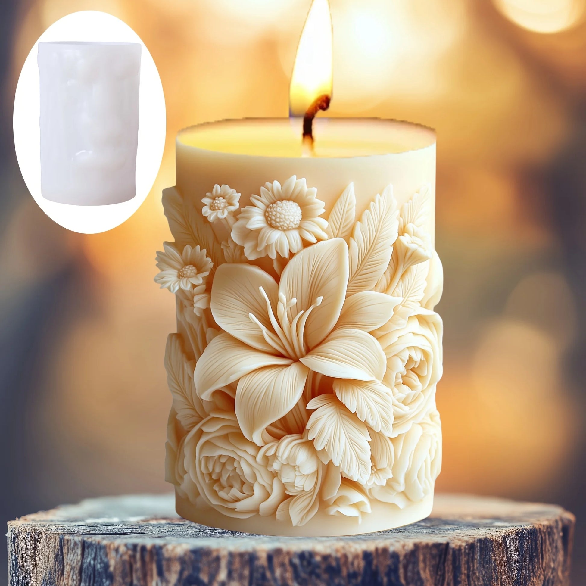 Silikonform Blume Lavendel Gips zylindrische Kerzenherstellung