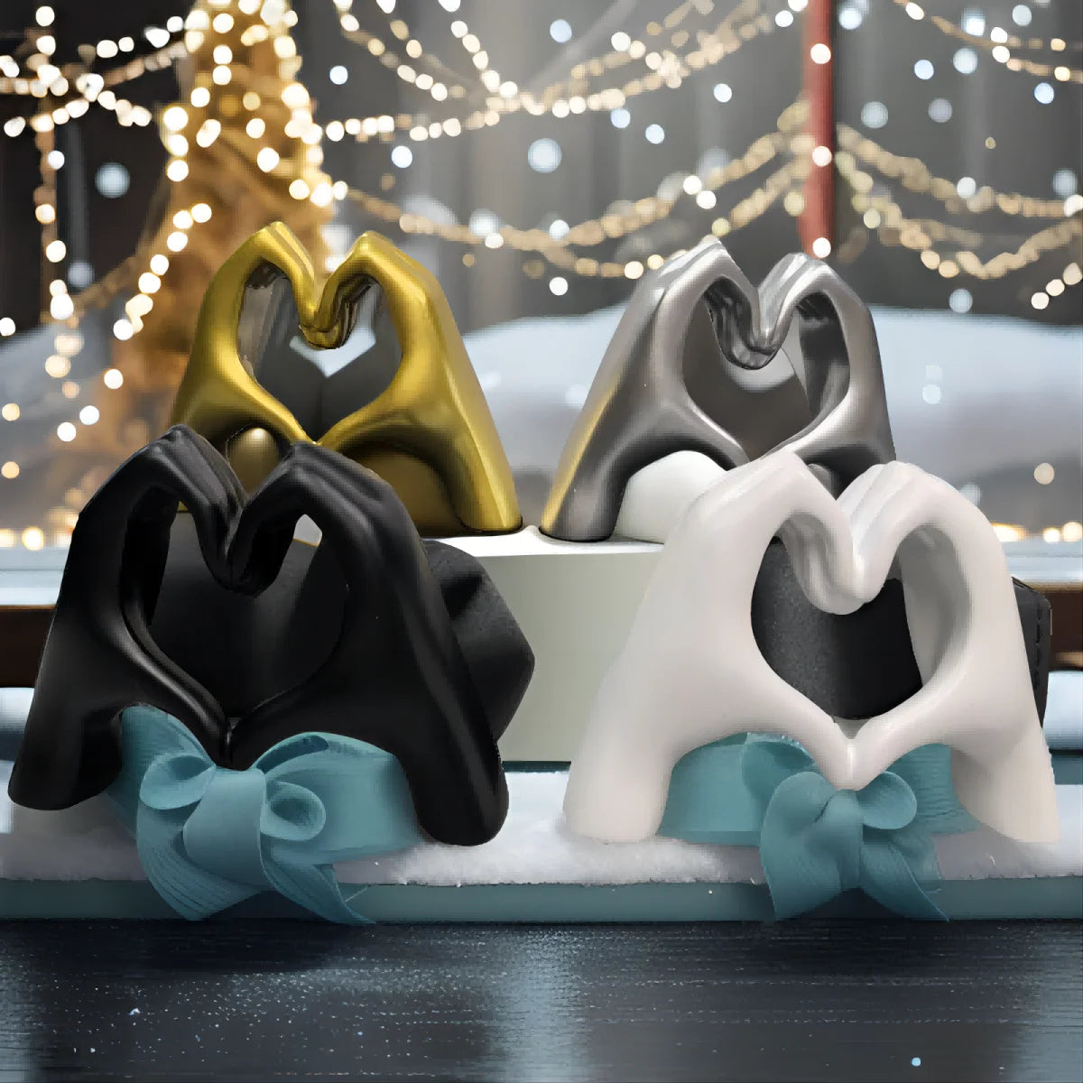 Gold Decoration, Heart Hand Statue Living Room Bedroom Decoration, Love Finger.