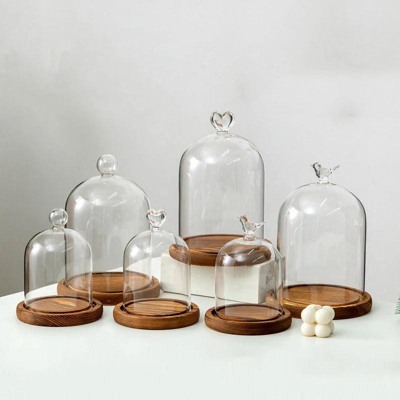 Kerzenhalter Glasdeckel Holzsockel Aromatherapie