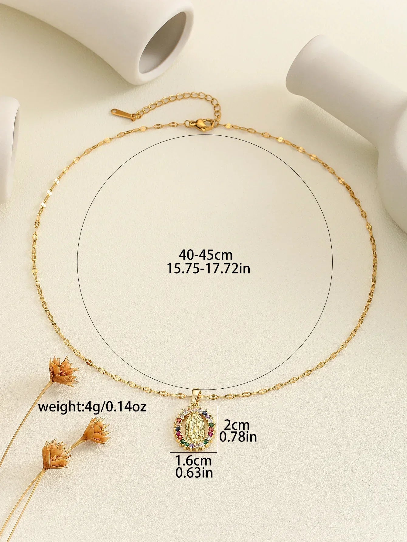 Gorgeous Women's Colorful Zircon Virgin Mary Hollow Necklace