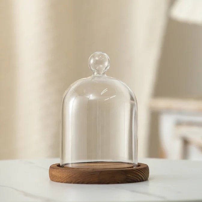 Kerzenhalter Glasdeckel Holzsockel Aromatherapie