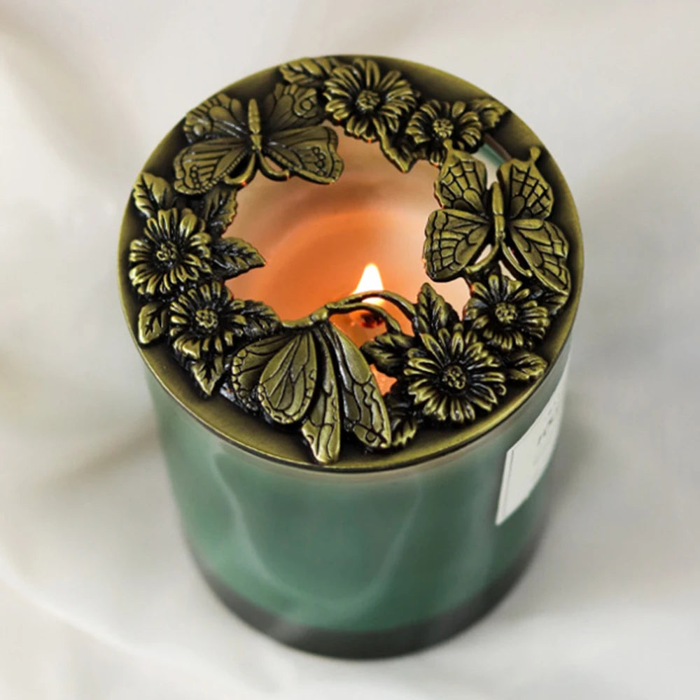 Kerze Antik Schmetterling Kerzenschirm Glas Deckel Topper Silber/Gold/Bronze