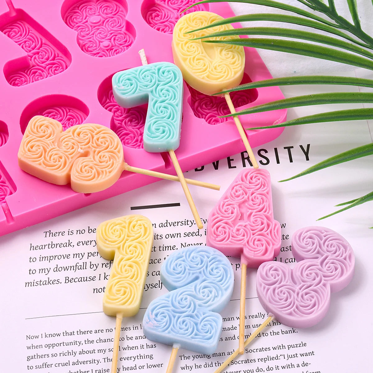 Handmade Rose Number Scented Candles Molds Making Supplies