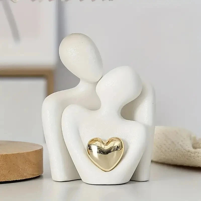 Romantic Love Embrace Statue Ornament Couple Set Valentine's Day Gift.