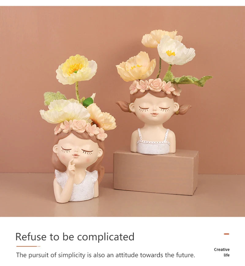 Creative Fairy Flower Pot Resin Gardening Vase Green Plants.