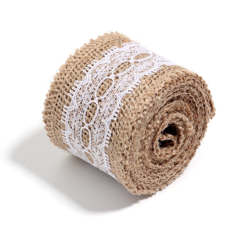 Natürliche Spitzenbänder aus Leinen und Jute, 2 Yards/Rolle.