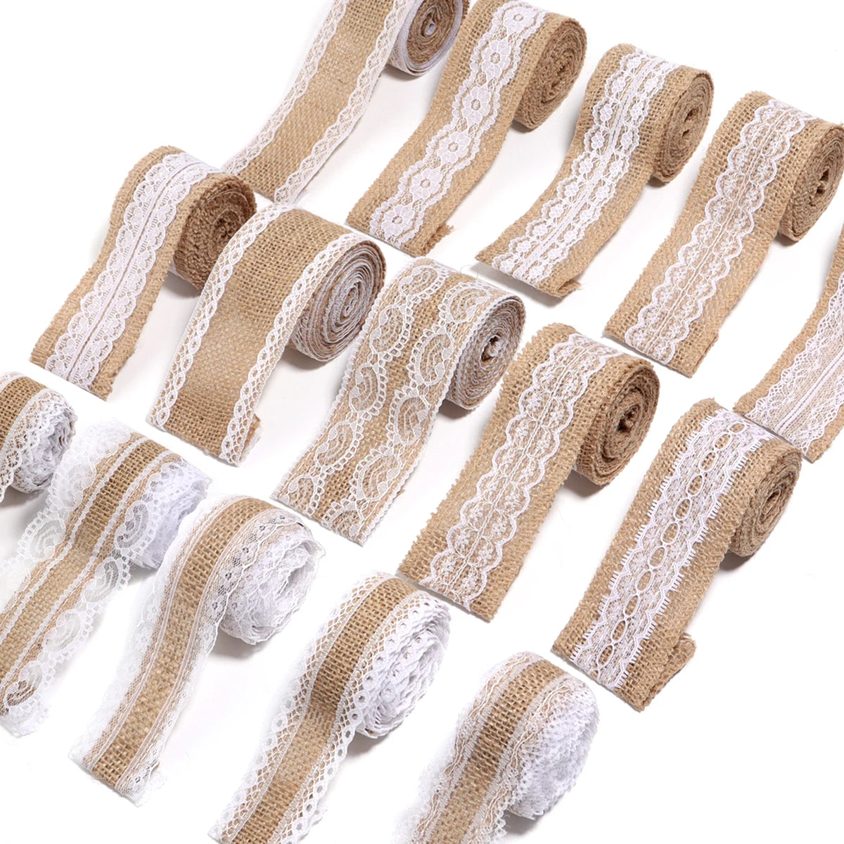 Natürliche Spitzenbänder aus Leinen und Jute, 2 Yards/Rolle.