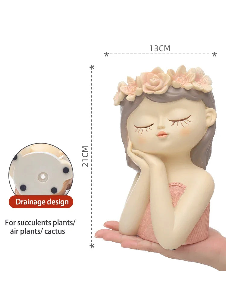 Fairy planter for succulents air plants - Resin Cute Girl Flower Pot.