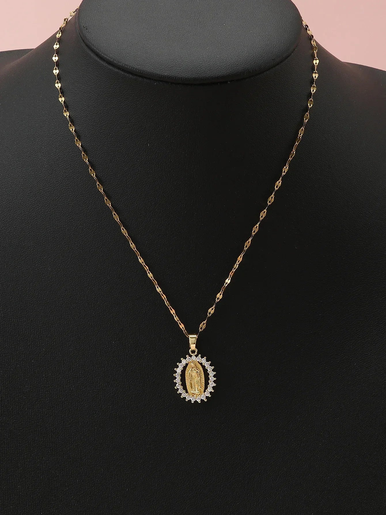 Gorgeous Women's Colorful Zircon Virgin Mary Hollow Necklace