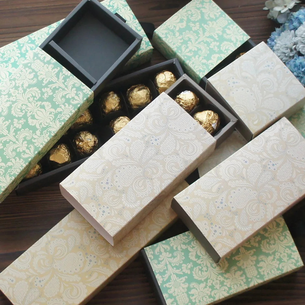 Elegantes Blau-Gelbes Blumenmuster 3 Größe 10 Set Geschenke Verpackung