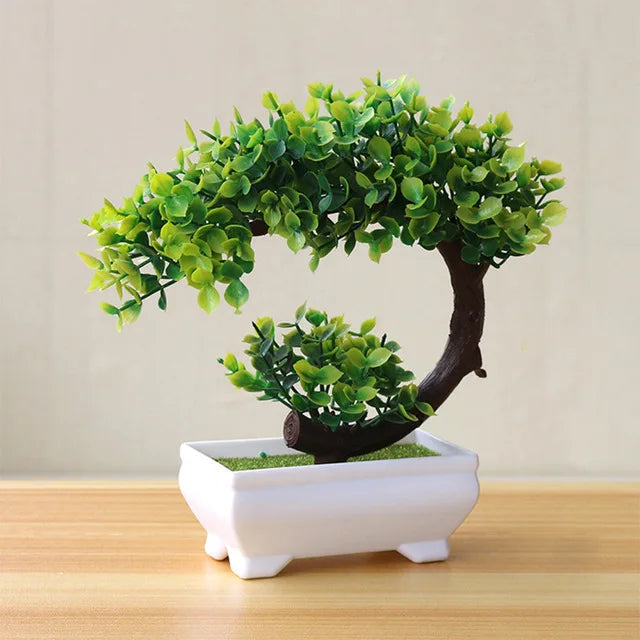 Small Tree Grass Flower Potted Bonsai Home Office Decor.
