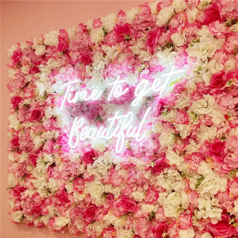 Pink Silk Rose Flower Wall Artificial Flower Backdrop Decor.
