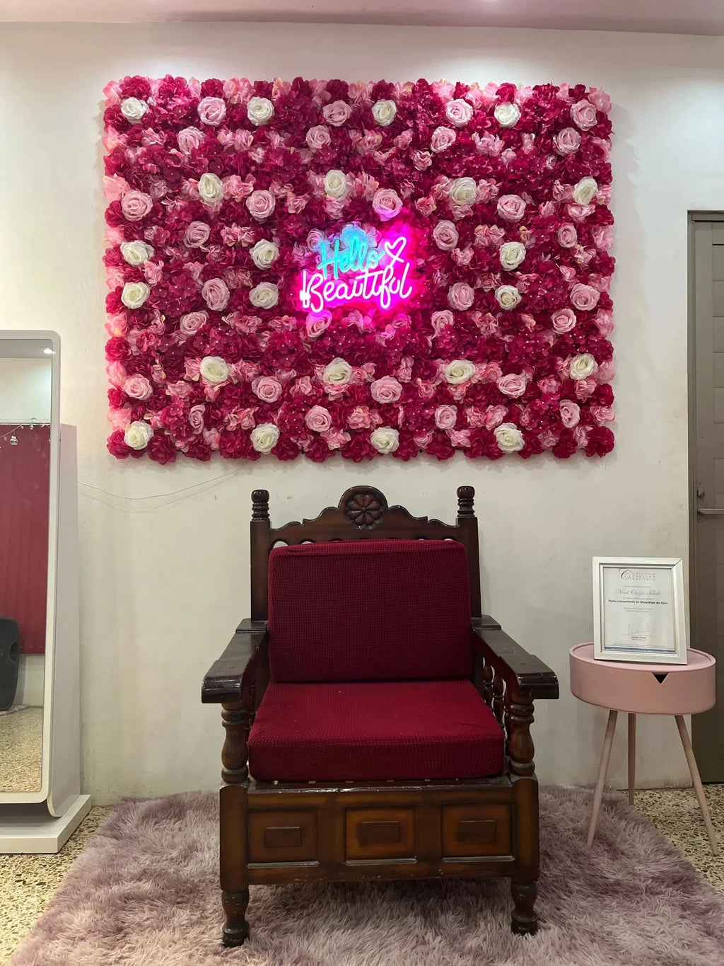 Pink Silk Rose Flower Wall Artificial Flower Backdrop Decor.
