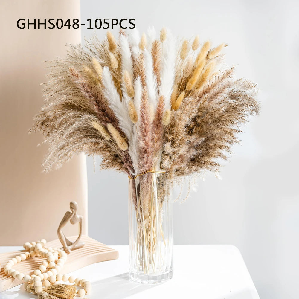 Fluffy Pampas Bunny Tail Grass Dried Artificial Flowers 120pcs