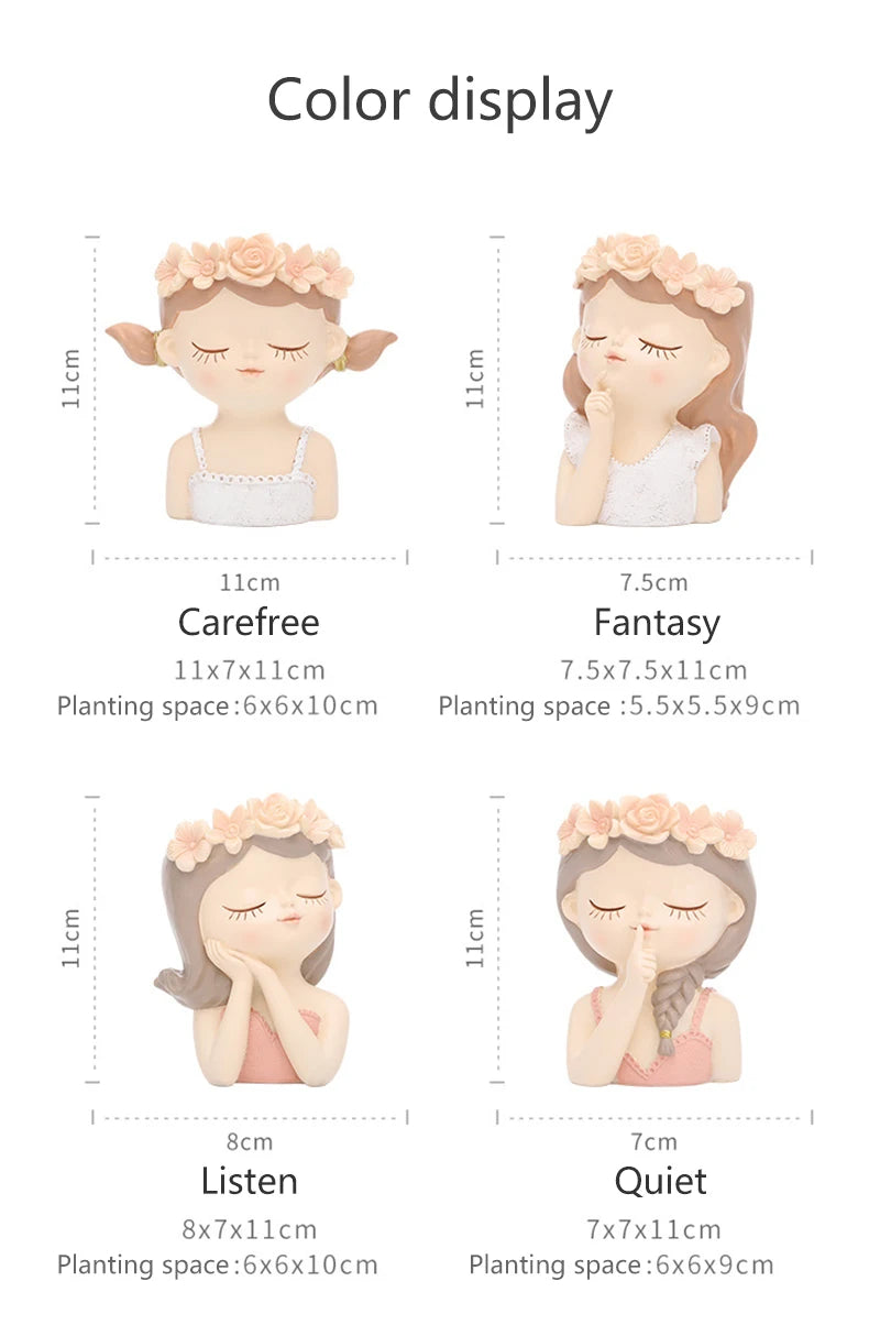 Creative Fairy Flower Pot Resin Gardening Vase Green Plants.