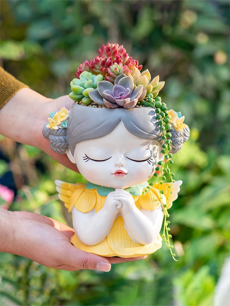 Fairy planter for succulents air plants - Resin Cute Girl Flower Pot.