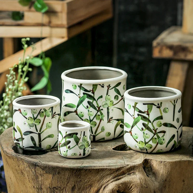 Grape flower pots ceramics indoor and outdoor pastoral style.