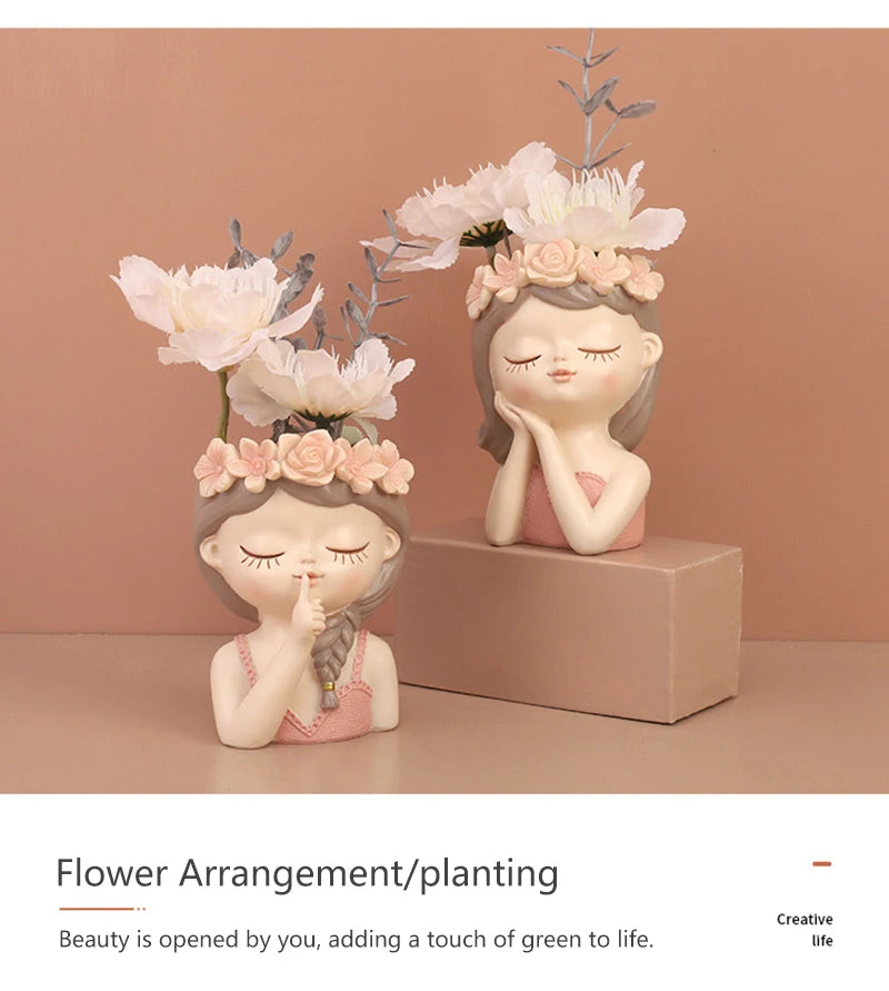 Creative Fairy Flower Pot Resin Gardening Vase Green Plants.