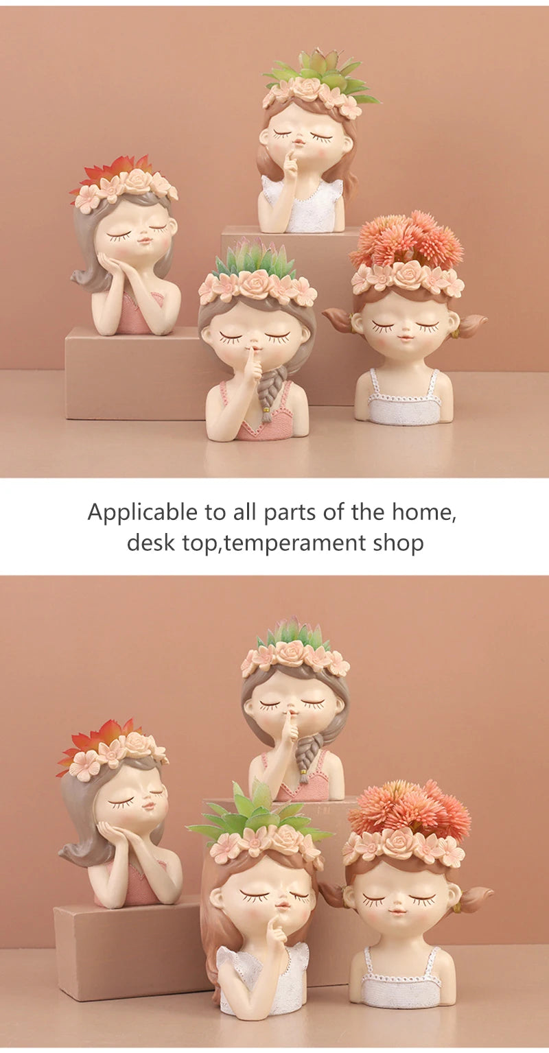 Creative Fairy Flower Pot Resin Gardening Vase Green Plants.