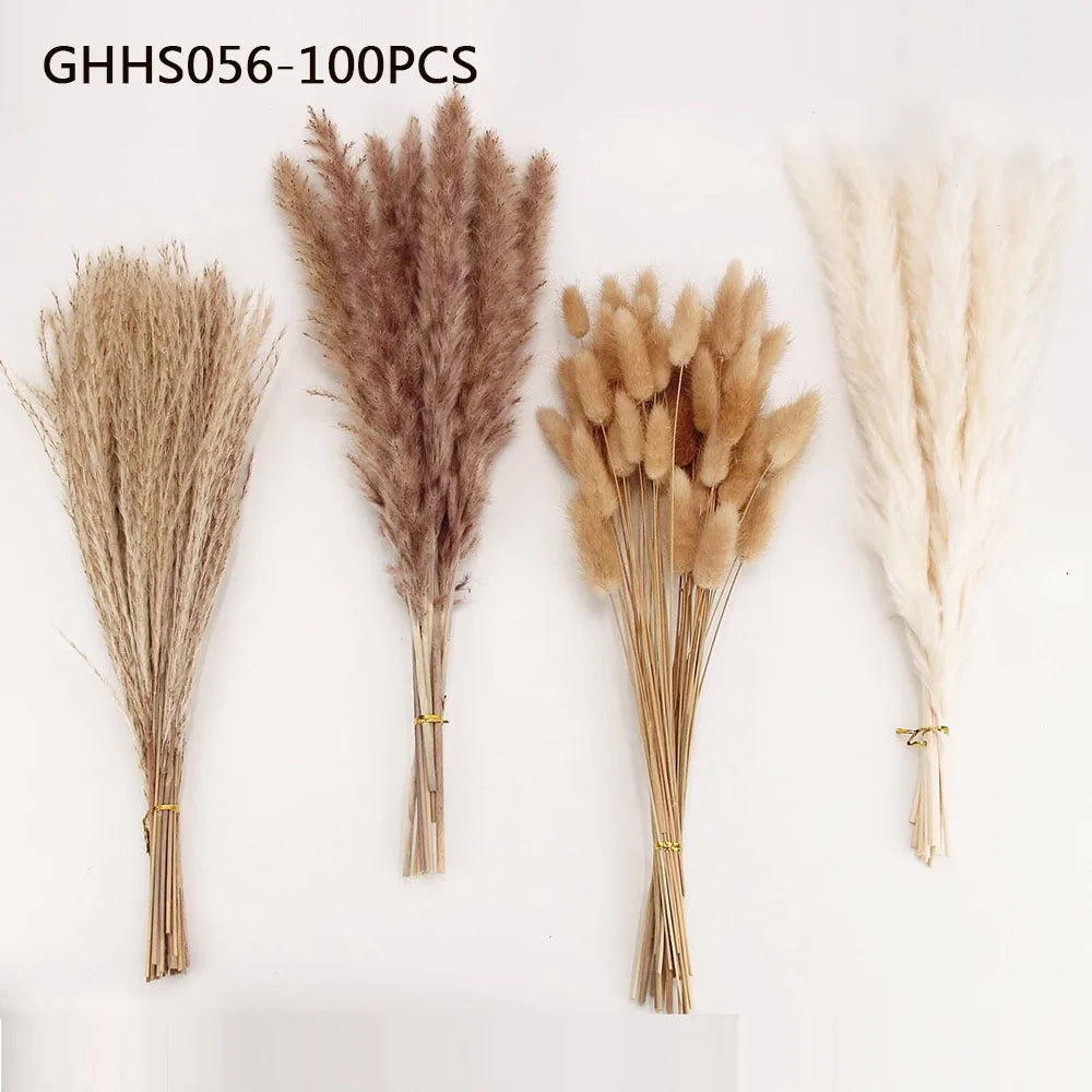 Fluffy Pampas Bunny Tail Grass Dried Artificial Flowers 120pcs