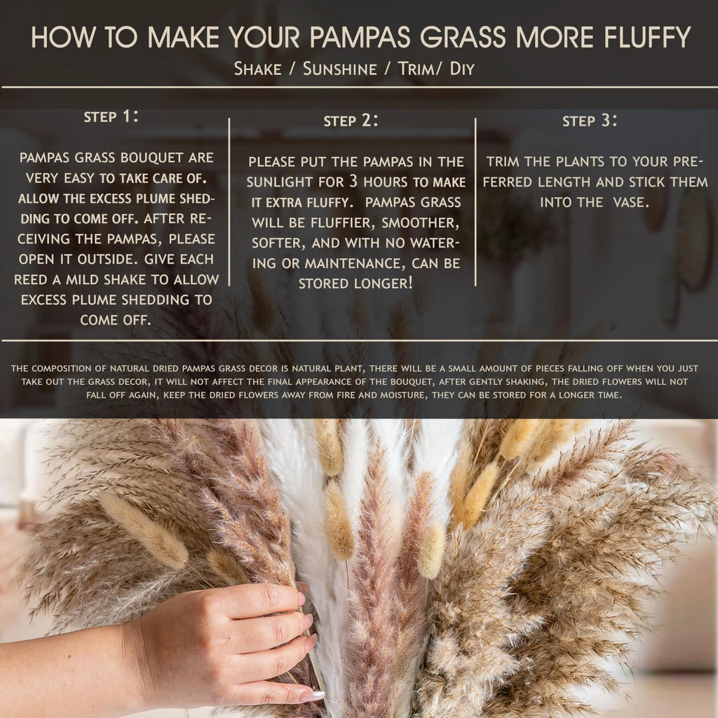 Fluffy Pampas Bunny Tail Grass Dried Artificial Flowers 120pcs