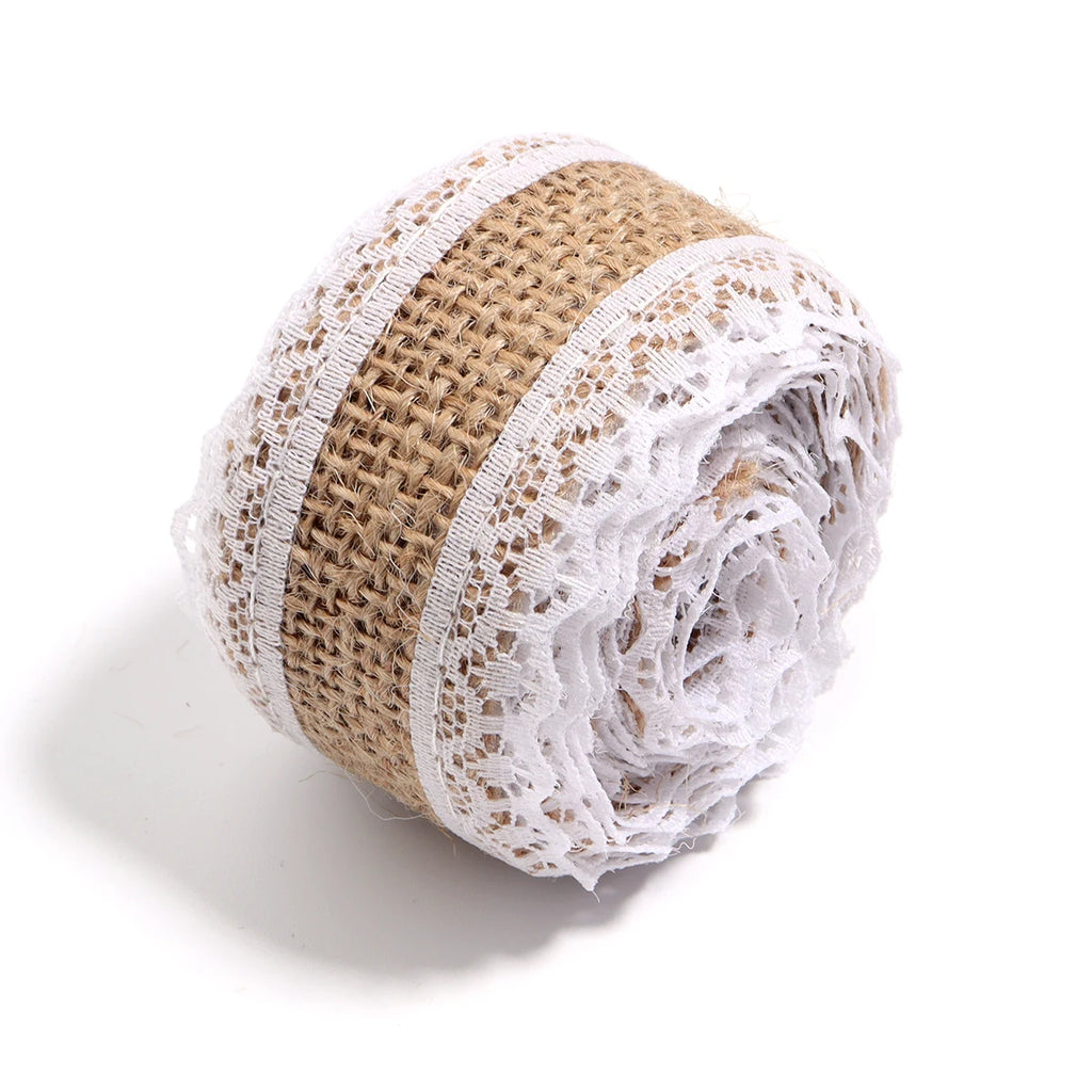 Natürliche Spitzenbänder aus Leinen und Jute, 2 Yards/Rolle.