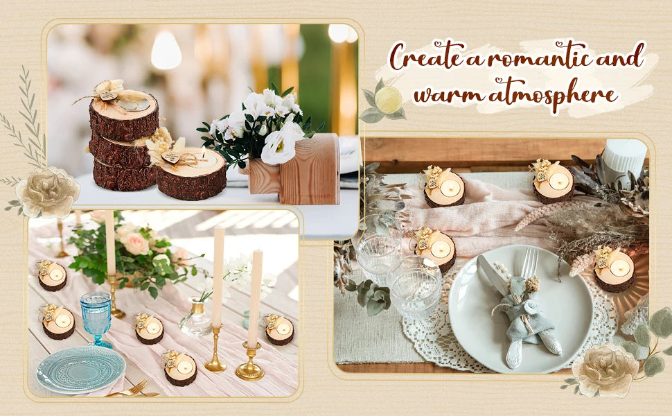 Gastgeschenk Kerzen Hochzeit Holz Teelicht Kerzenhalter 10/15/20 Stück Geschenke Party Favors