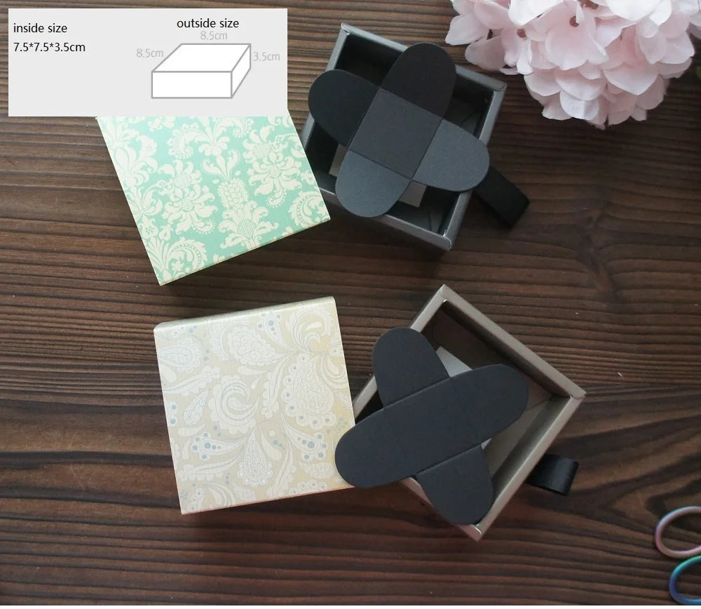 Elegantes Blau-Gelbes Blumenmuster 3 Größe 10 Set Geschenke Verpackung