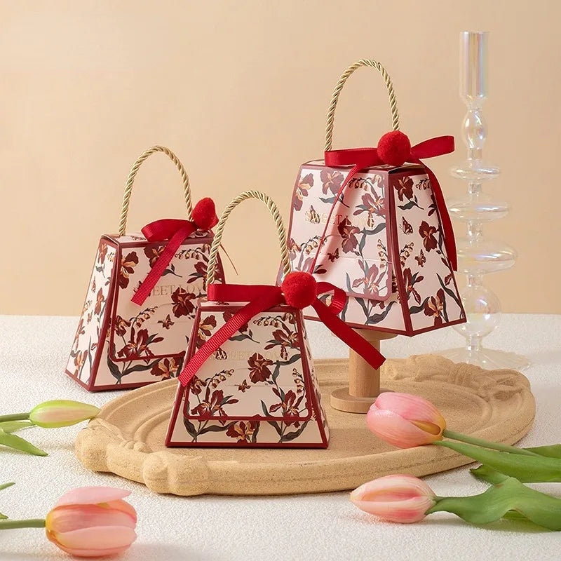 Paperboard Flower Wedding Gift Bag 10pcs