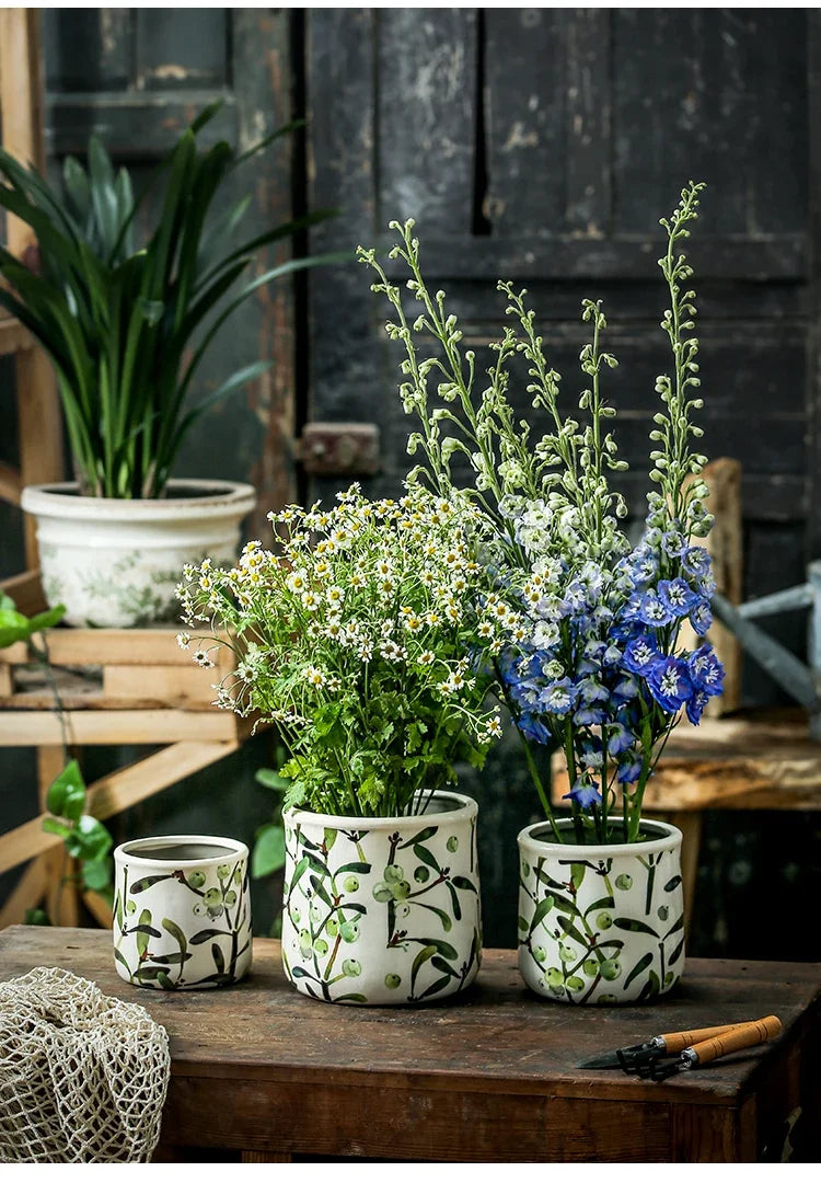 Grape flower pots ceramics indoor and outdoor pastoral style.