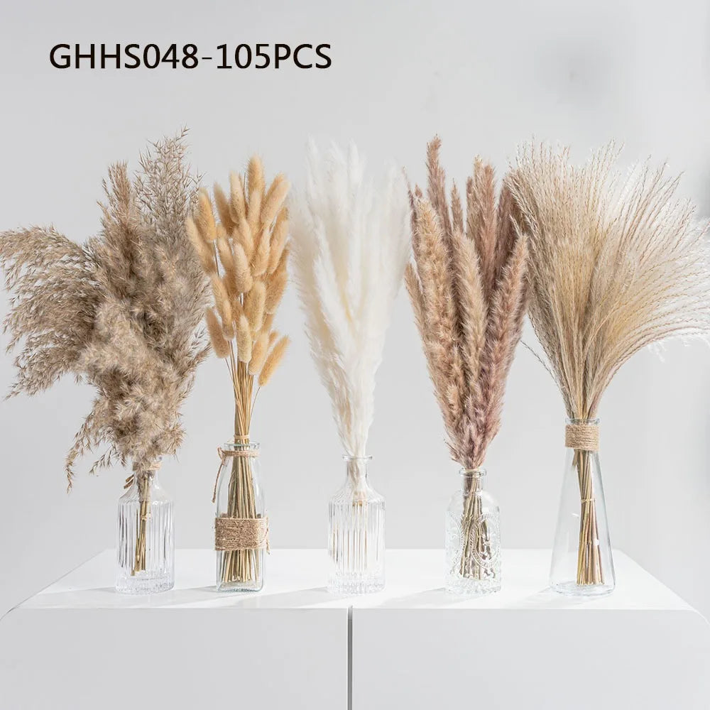 Fluffy Pampas Bunny Tail Grass Dried Artificial Flowers 120pcs